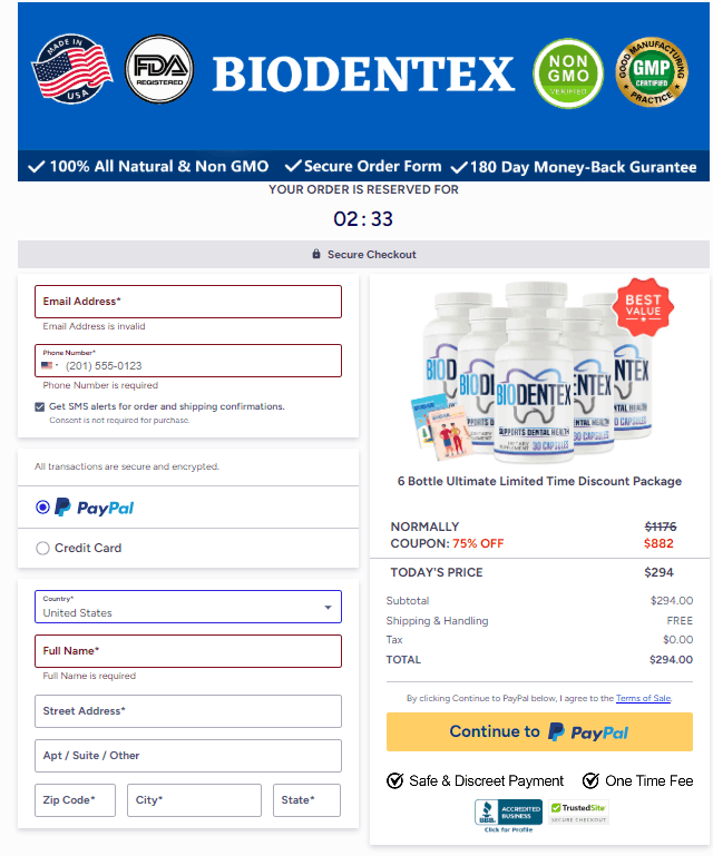Biodentex Official Website Secure Order Page